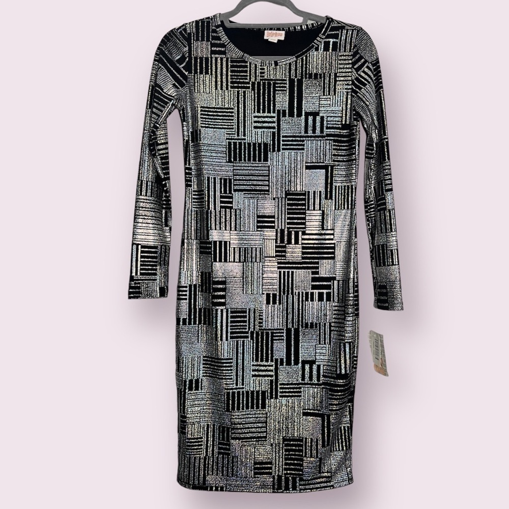 LuLaRoe Holographic and Black Debbie Bodycon Dress